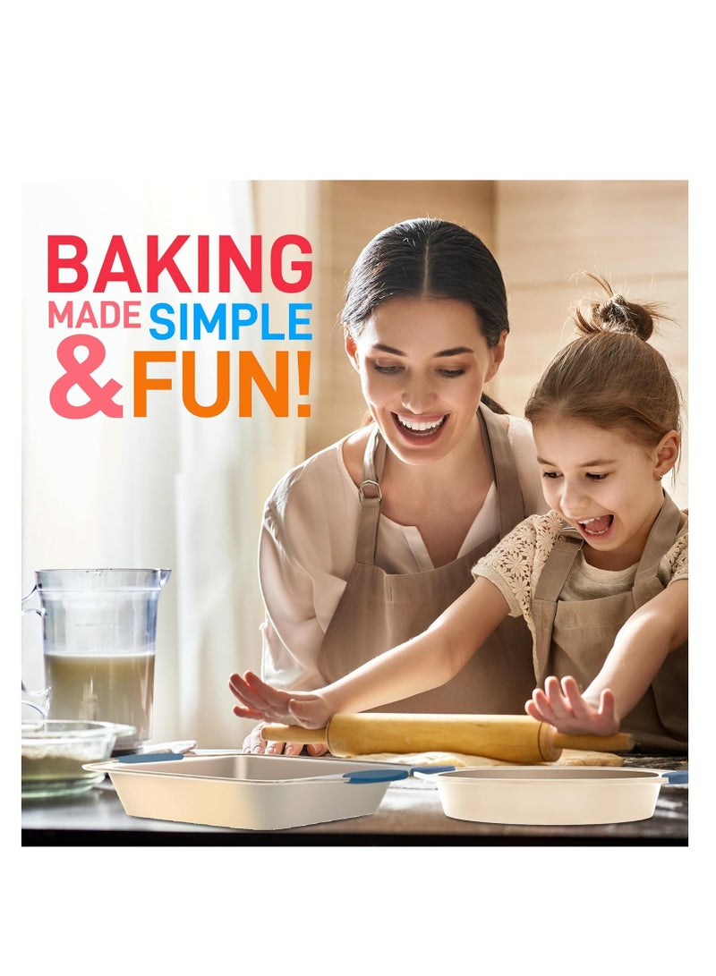 NutriChef 10-Piece Nonstick Bakeware Set - Premium Carbon Steel Baking Trays w/Heatsafe Silicone Handles, Includes Pizza Crisper, Loaf Pan, 12 & 24 Cup Muffin Pans, Round/Square Pans, Cookie Sheets - Image 4