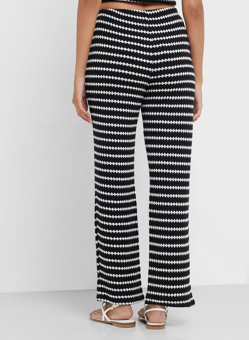 ONLY Ribbed Knit Detail Wide Leg Pants - Image 2