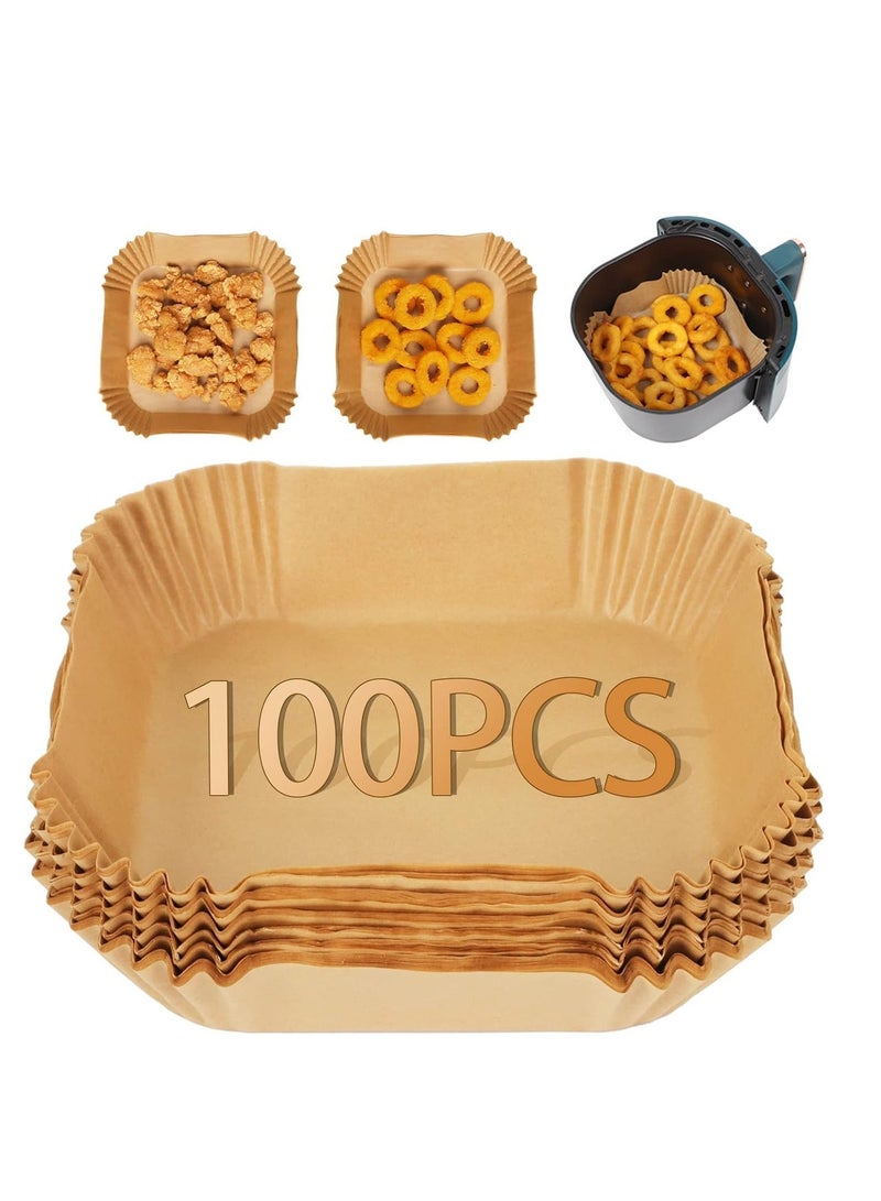 Air Fryer Disposable Paper Liners 100 Sheets Non Stick Baking Parchment Oil Proof Heat Resistant Cooking Paper for Air Fryer Oven Microwave Round Food Safe Disposable Kitchen Accessories - Image 1