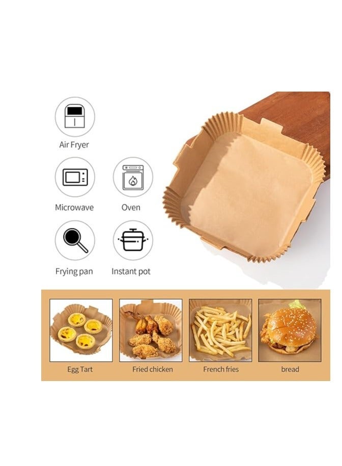 Air Fryer Disposable Paper Liners 100 Sheets Non Stick Baking Parchment Oil Proof Heat Resistant Cooking Paper for Air Fryer Oven Microwave Round Food Safe Disposable Kitchen Accessories - Image 4