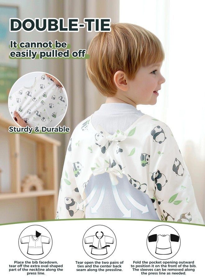 LOL-FUN Disposable Baby Bibs with Crumb Catcher, Waterproof &Rip-Resistant Feeding Bibs for Toddlers, Baby Travel, Daycare & Mealtime Essentials, 12 Count(Panda) - Image 4
