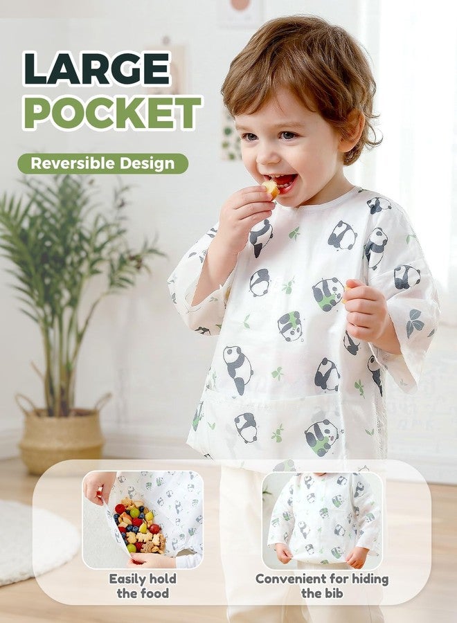 LOL-FUN Disposable Baby Bibs with Crumb Catcher, Waterproof &Rip-Resistant Feeding Bibs for Toddlers, Baby Travel, Daycare & Mealtime Essentials, 12 Count(Panda) - Image 3