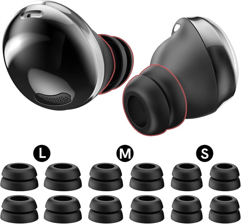 MAKINGTEC Ear Tips for Galaxy Buds Pro, 6 Pairs Double Flange Silicone Eartips Earbuds Earplug Replacement Accessories Compatible with for Samsung Galaxy Bus Pro 2021 S/M/L Size (6 Pairs Black) - Image 1
