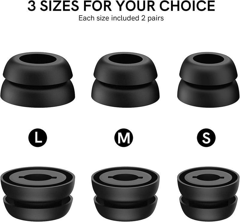 MAKINGTEC Ear Tips for Galaxy Buds Pro, 6 Pairs Double Flange Silicone Eartips Earbuds Earplug Replacement Accessories Compatible with for Samsung Galaxy Bus Pro 2021 S/M/L Size (6 Pairs Black) - Image 4