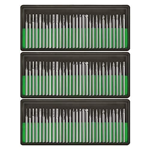 ZFE Diamond Burr Bits Drill Kit for Rotary Tool Metal Woodworking Router Grinding Engraving Carving- 1/8"(3mm) Shank Pack of 90Pcs/ 3 Sets - Image 1