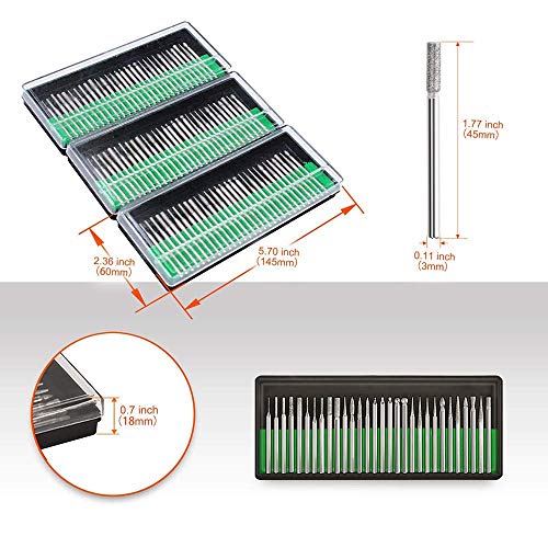 ZFE Diamond Burr Bits Drill Kit for Rotary Tool Metal Woodworking Router Grinding Engraving Carving- 1/8"(3mm) Shank Pack of 90Pcs/ 3 Sets - Image 2