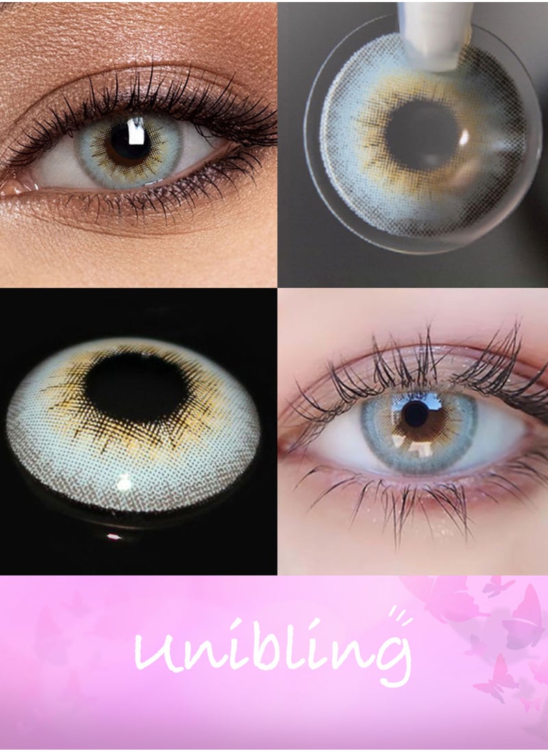 Unibling LA GIRL Blue Yearly Colored Contact Lenses, Unisex Cosmetic Contact Lenses, Enlargement Collection, Light Blue, With Case  - Image 4