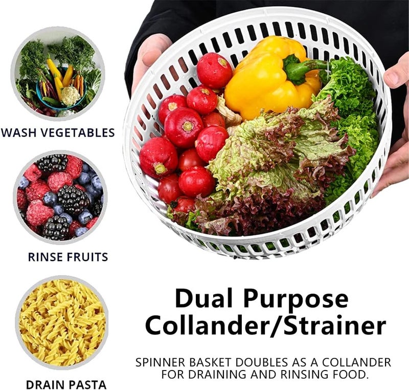 Exrp Salad Spinner Stainless Steel Large, Vegetable Washer with 3.5L Bowl, Lettuce Cleaner and Dryer - Image 3