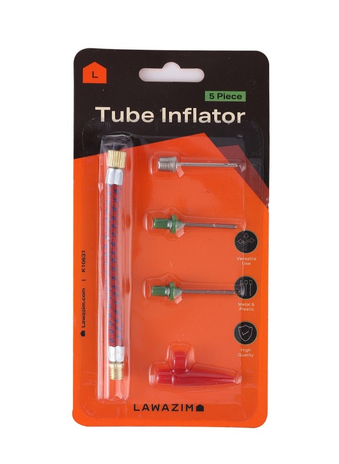 LAWAZIM Tube Inflator Kit Air Pump Tool -5 Piece- Lightweight Quick Inflation Universal Fit Flexible Pump Hose Tube with Three Nozzles -for Bike Tires Toys Balls and Inflatables for Indoor and Outdoor  - Image 4