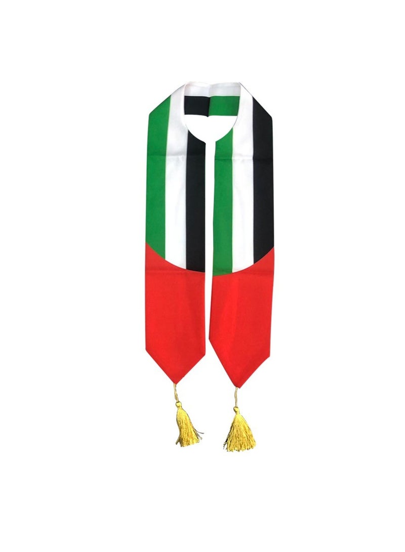 Yuwell Pack Of 2 Pcs UAE Scarf UAE National Day Flag Scarf For Kids And Adults Kids Size 120X11CM Adults Size 158X16CM - Image 2