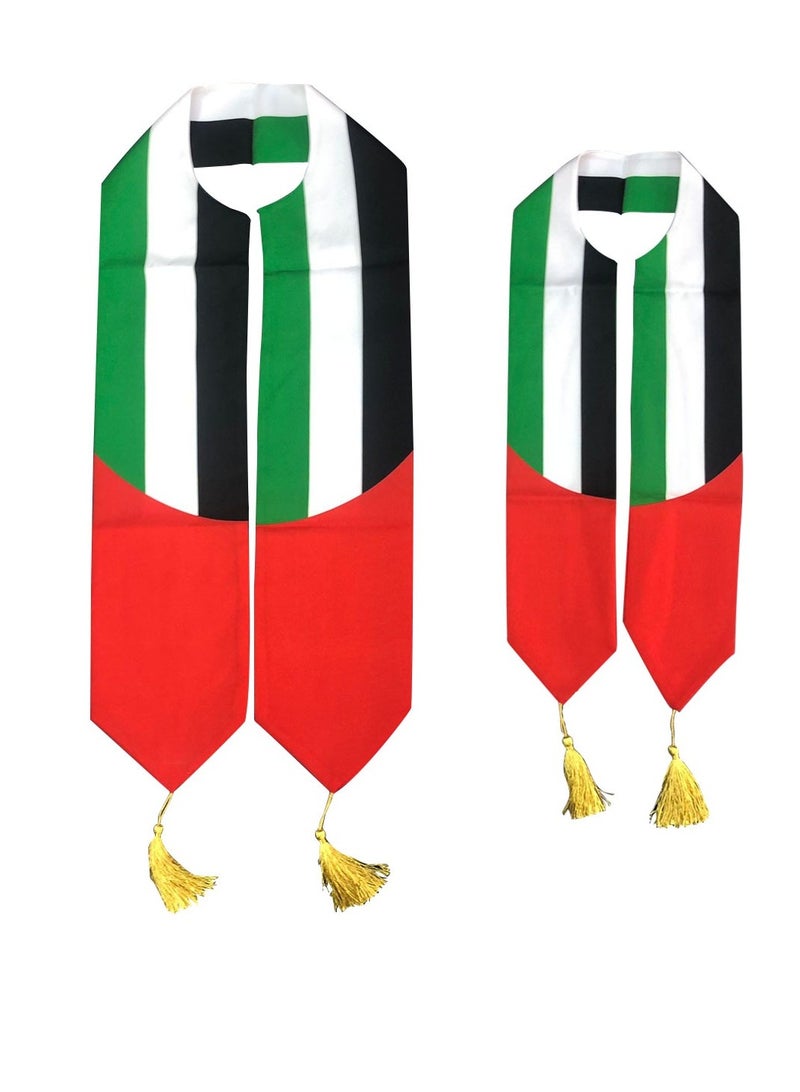 Yuwell Pack Of 2 Pcs UAE Scarf UAE National Day Flag Scarf For Kids And Adults Kids Size 120X11CM Adults Size 158X16CM - Image 1