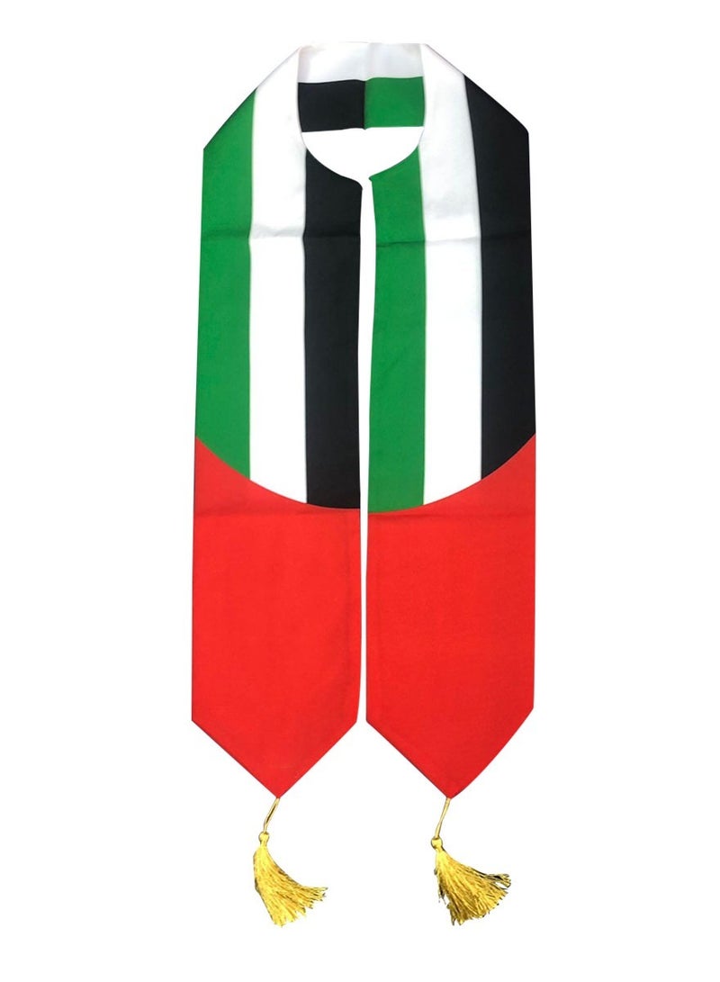Yuwell Pack Of 2 Pcs UAE Scarf UAE National Day Flag Scarf For Kids And Adults Kids Size 120X11CM Adults Size 158X16CM - Image 3