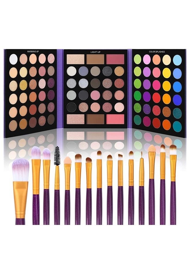 Ucanbe 86 Colors Nude Eyeshadow Palette with 15pcs Makeup Brushes Set, Matte Glitter Long Lasting Highly Pigmented Waterproof Colorful Eye Shadow Contour Blush Powder Highlighter All in One  - Image 1