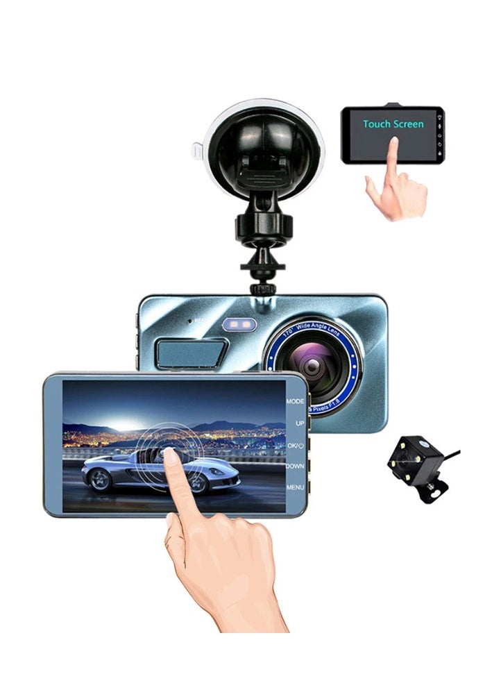 GULFLINK One Way By Vehicle Driving Recorder 4 inch Touch Screen Dual Lens Car Camera DVR Front And Rear Dash Camera.  - Image 3
