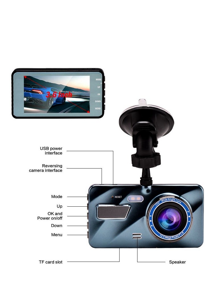 GULFLINK One Way By Vehicle Driving Recorder 4 inch Touch Screen Dual Lens Car Camera DVR Front And Rear Dash Camera.  - Image 4