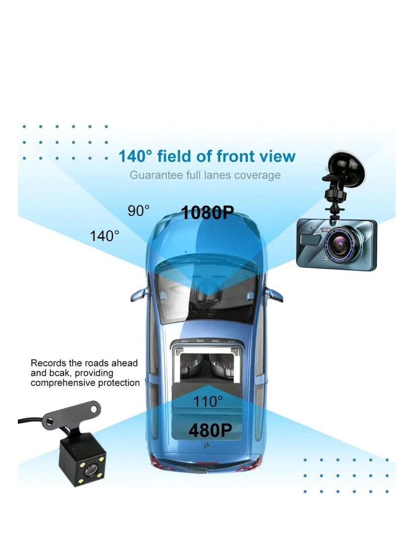 GULFLINK One Way By Vehicle Driving Recorder 4 inch Touch Screen Dual Lens Car Camera DVR Front And Rear Dash Camera.  - Image 5