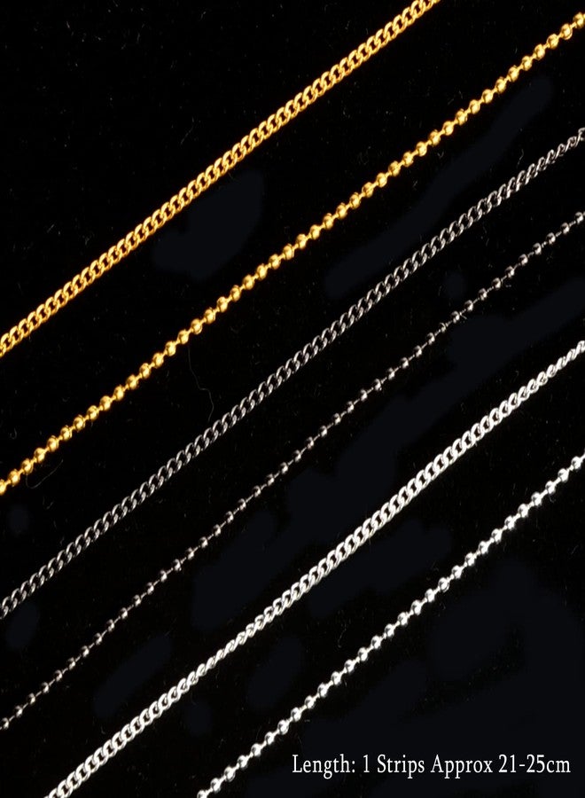 Sindy 6 Strips Nail Chains for Nail Art 3D Metal Nail Charms Nail Art Decoration Metal Gold Sliver Black Punk Nail Studs Chains Metallic Nail Beads Ball Jewelry Accessories Manicure Tips - Image 5