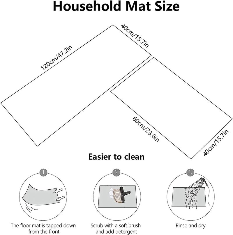 Glaceon Kitchen Mats for Floor 2 Piece Set Kitchen Rug Non Slip Kitchen Runner Rug Carpet Kitchen Sink Area Rug Comfort Standing Mat for Kitchen Laundry GL03 - Image 3
