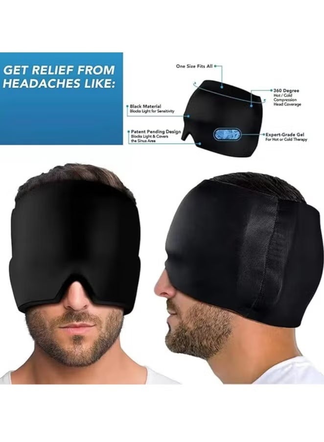 Headache Relief Hat Cold Hot Therapy Headache Relief Cap for Puffy EyesTension Sinus & Stress Relief Black - Image 5