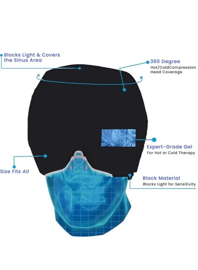 Headache Relief Hat Cold Hot Therapy Headache Relief Cap for Puffy EyesTension Sinus & Stress Relief Black - Image 4