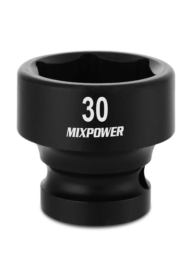MIXPOWER 1/2" Drive Stubby Impact Socket,CR-MO,30mm,6-Point,Metric,Radius Corner Design, Axle Nut Impact Grade Socket for Easy Removal - Image 1
