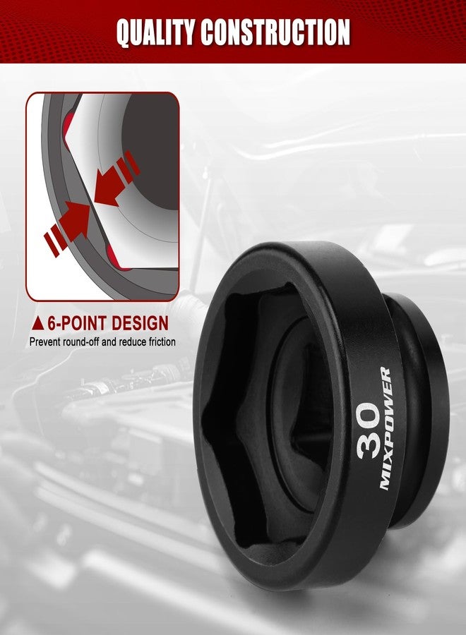 MIXPOWER 1/2" Drive Stubby Impact Socket,CR-MO,30mm,6-Point,Metric,Radius Corner Design, Axle Nut Impact Grade Socket for Easy Removal - Image 4