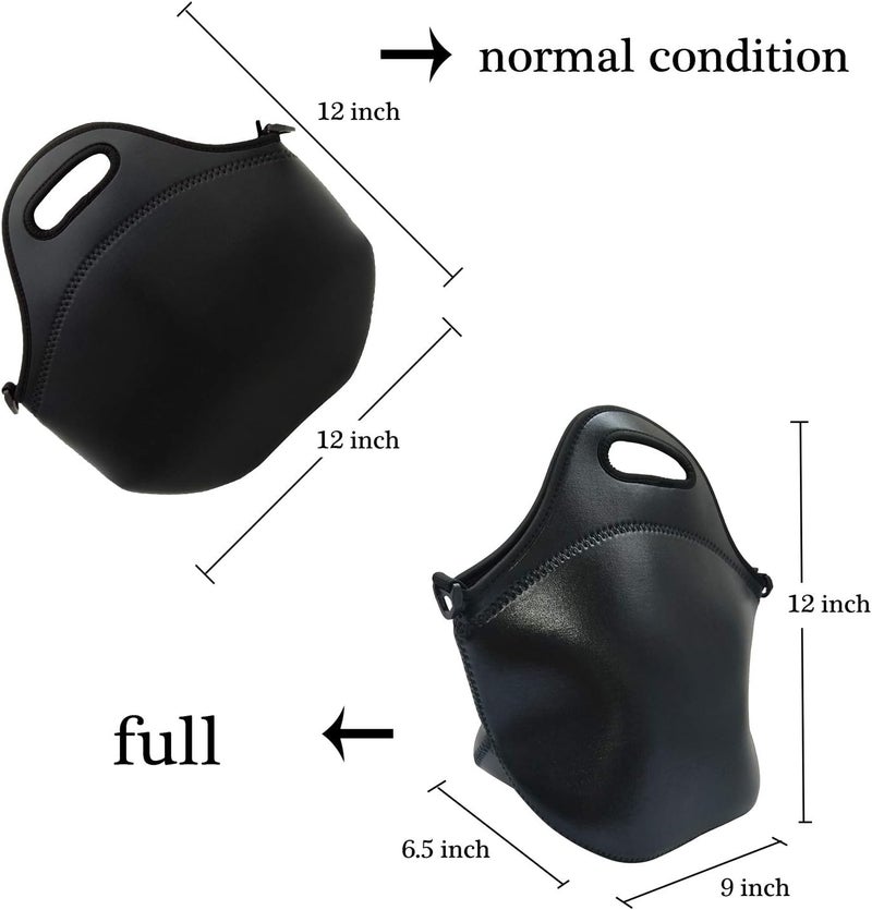 YIDA Neoprene Insulated Lunch bag Lunch tote Boxes Bags for Women Men Work Office Picnic Travel Black - Image 3