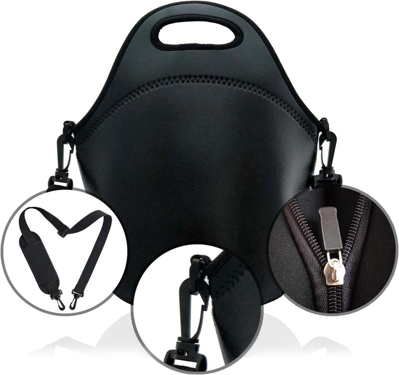 YIDA Neoprene Insulated Lunch bag Lunch tote Boxes Bags for Women Men Work Office Picnic Travel Black - Image 4