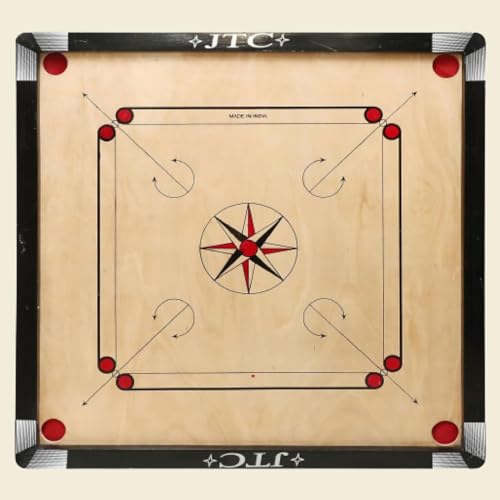 JTC Superior Matte Finish Practice Carrom Board for Serious Professional Practice with Coins Striker and Powder Beige ABC- Engineering Wood (32 x 32 Inches with Stand Style A) - Image 5