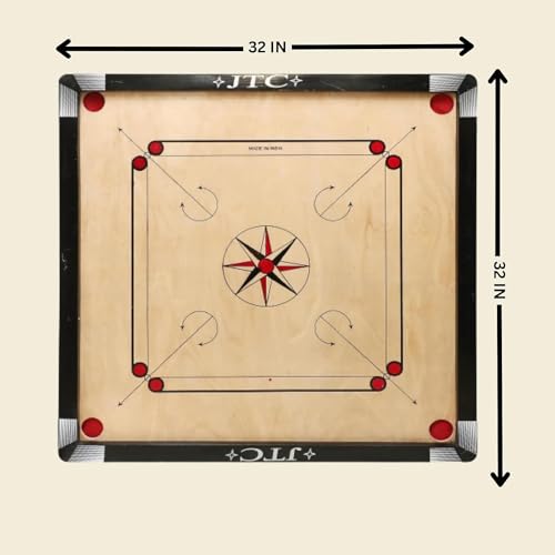 JTC Superior Matte Finish Practice Carrom Board for Serious Professional Practice with Coins Striker and Powder Beige ABC- Engineering Wood (32 x 32 Inches with Stand Style A) - Image 3