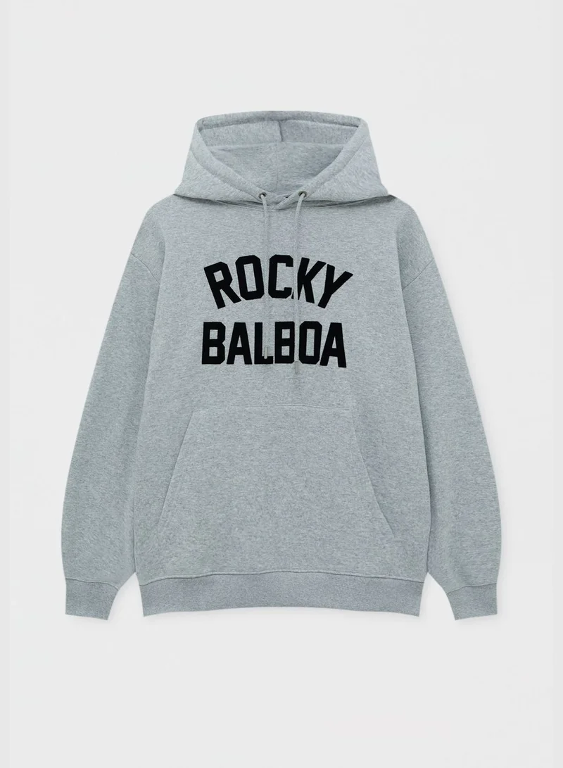 PULL&BEAR Grey Rocky Balboa hoodie for Men Best Price UAE