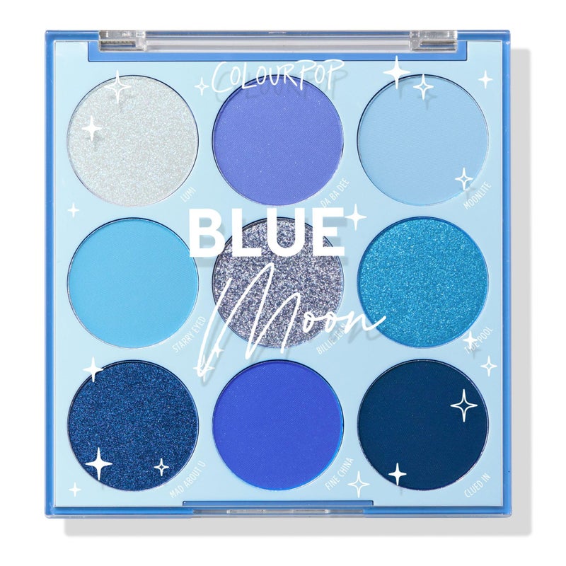 ColourPop Blue Moon Eyeshadow Palette - Monochromatic Blue Shadow Palette with Matte, Metallic and Duochrome Finishes - High-Pigment Eye Makeup with a Long-Wearing Formula (0.3 oz) - Image 1