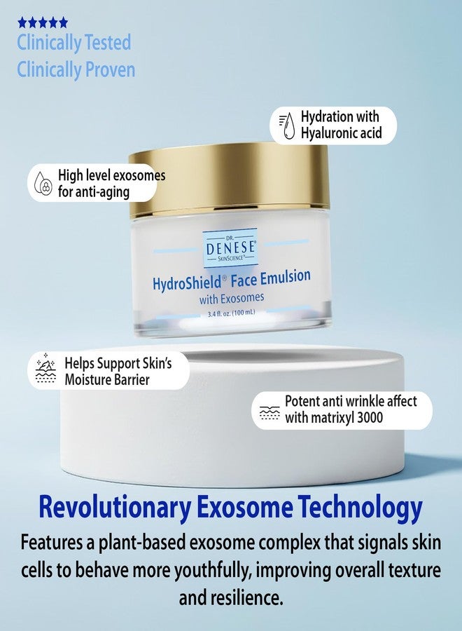 Dr. Denese HydroShield Face Emulsion with Exosome 3.4 oz – Lightweight Hydrating Face Moisturizer with Ceramides, Squalane & Sodium PCA – Emollient Rich Night Cream for All Skin Types - Image 3