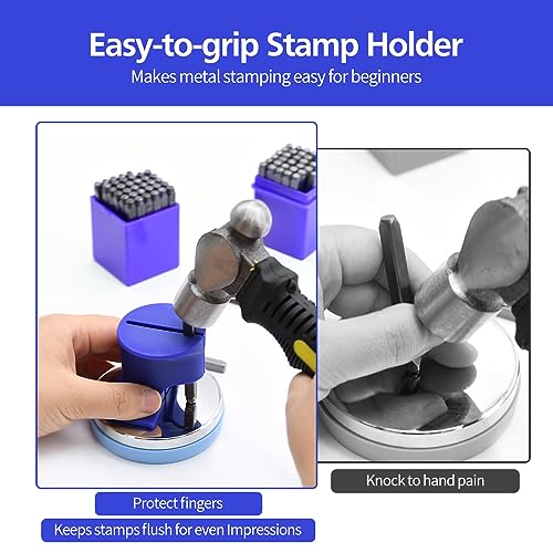 DkOvn Metal Stamping Kit, Complete Jewelry Making Stamping Tools with 6mm Font Uppercase, Number Punches & 3mm Lowercase Letter, Metal Stamping Jig, Hammer and Steel Bench Block - Image 4