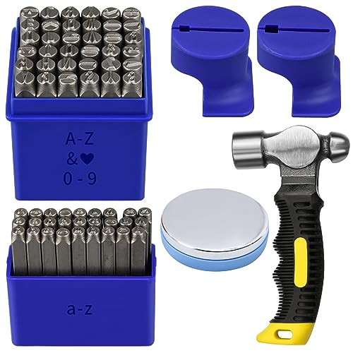 DkOvn Metal Stamping Kit, Complete Jewelry Making Stamping Tools with 6mm Font Uppercase, Number Punches & 3mm Lowercase Letter, Metal Stamping Jig, Hammer and Steel Bench Block - Image 1