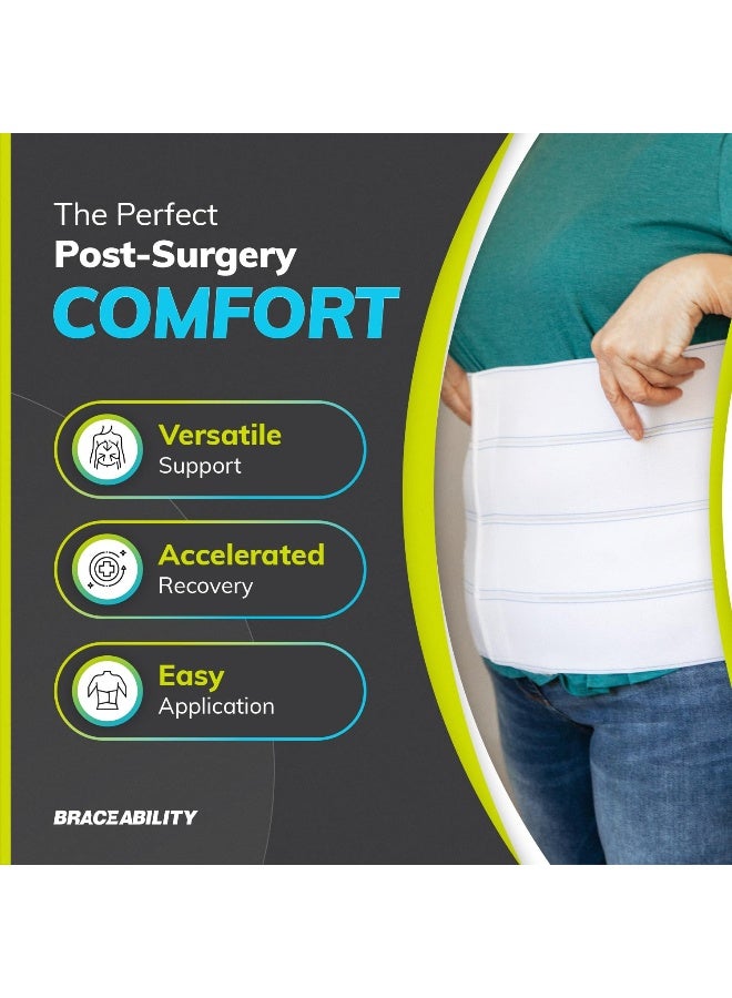 BraceAbility Plus Size Abdominal Binder for Post Surgery Recovery - Bariatric Stomach Hernia Belt, Post Partum Waist Binder, Diastasis Recti Obese Belly Support Band for Big Men and Women (4XL 12") - Image 3