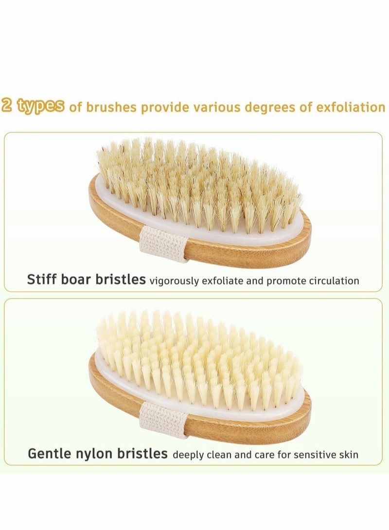 Body Brush Set for Wet or Dry Brushing - Natural Bristle Dry Brush for Exfoliating Skin - Image 3