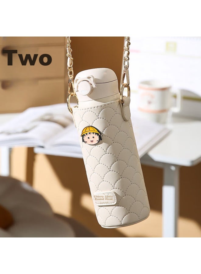 Beddybear Flip-top Direct Drinking Insulated Cup For Women With Cup Sleeve, Portable Large Capacity Student Water Bottle, 470ml Pearl-shaped Ball - Image 2