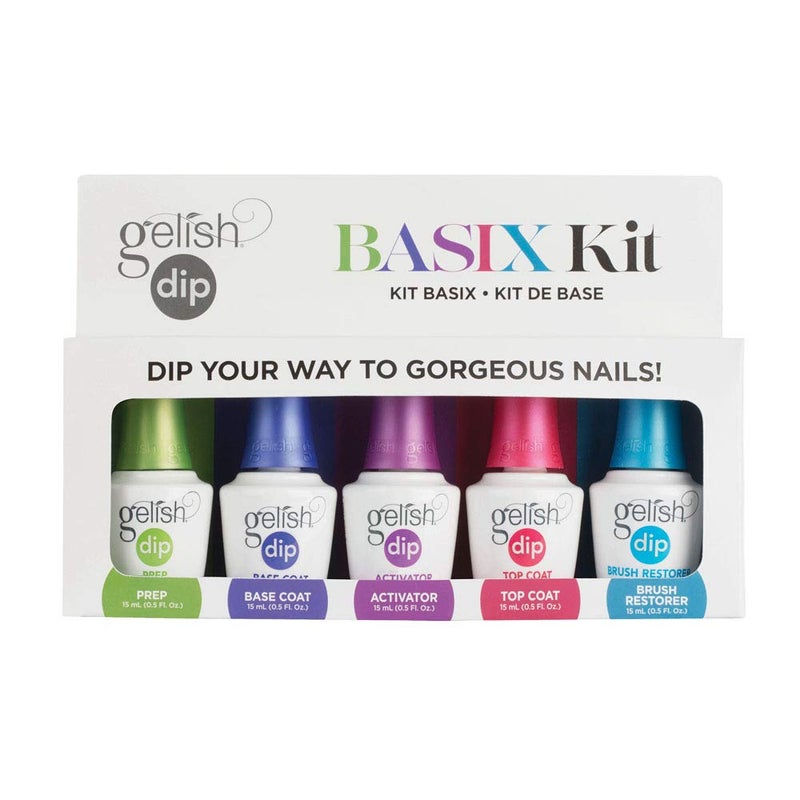 Gelish Dip Basix Kit â€“ Prep, Base Coat, Activator, Top Coat & Brush Restorer â€“ Easy, Odor-Free, No UV or LED Lamp Required for Long-Lasting, Salon-Quality Dip Powder Nails at Home. - Image 1