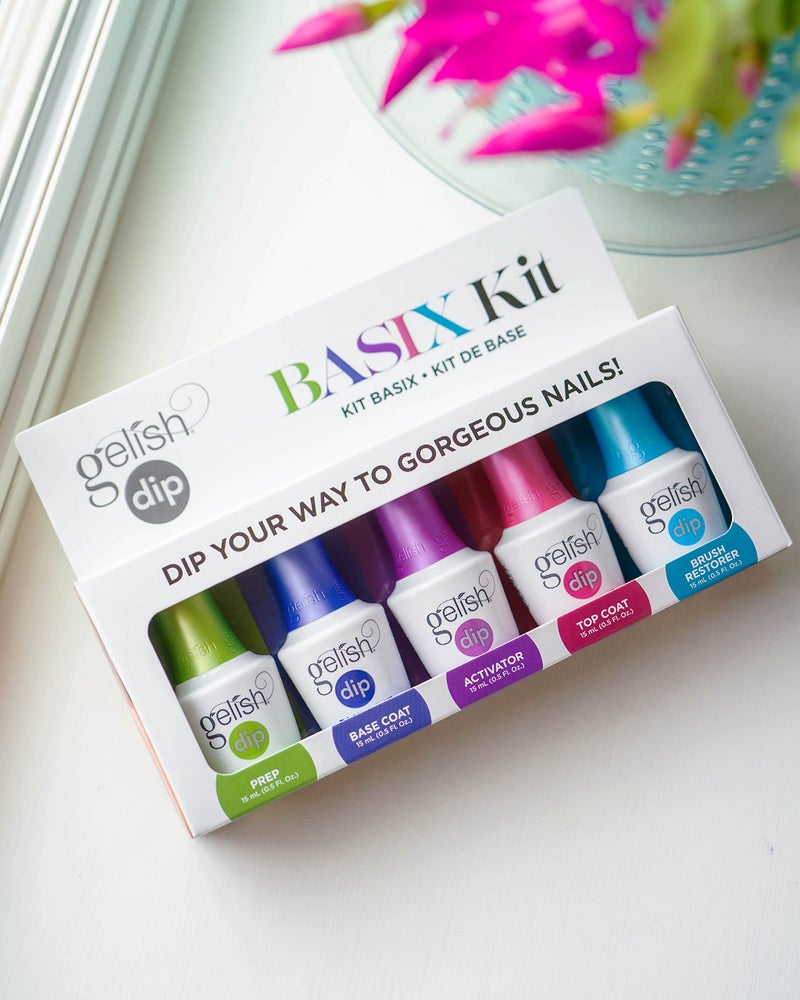 Gelish Dip Basix Kit â€“ Prep, Base Coat, Activator, Top Coat & Brush Restorer â€“ Easy, Odor-Free, No UV or LED Lamp Required for Long-Lasting, Salon-Quality Dip Powder Nails at Home. - Image 2