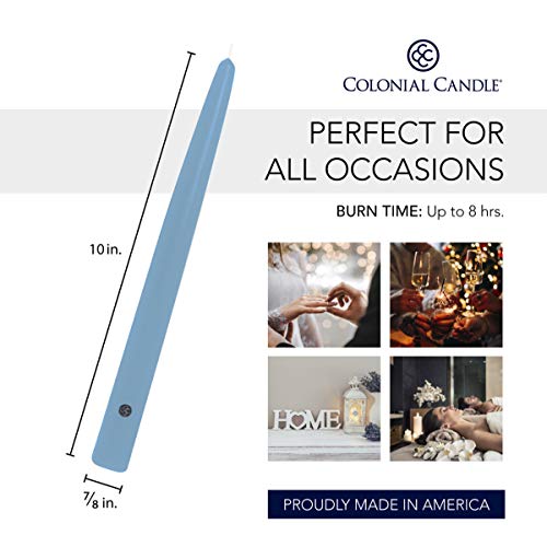Colonial Candle Unscented Taper Candle, Handipt Collection, Coastal Blue, 10 in, Pack of 12 - Up to 8 Hours Burn - Image 3