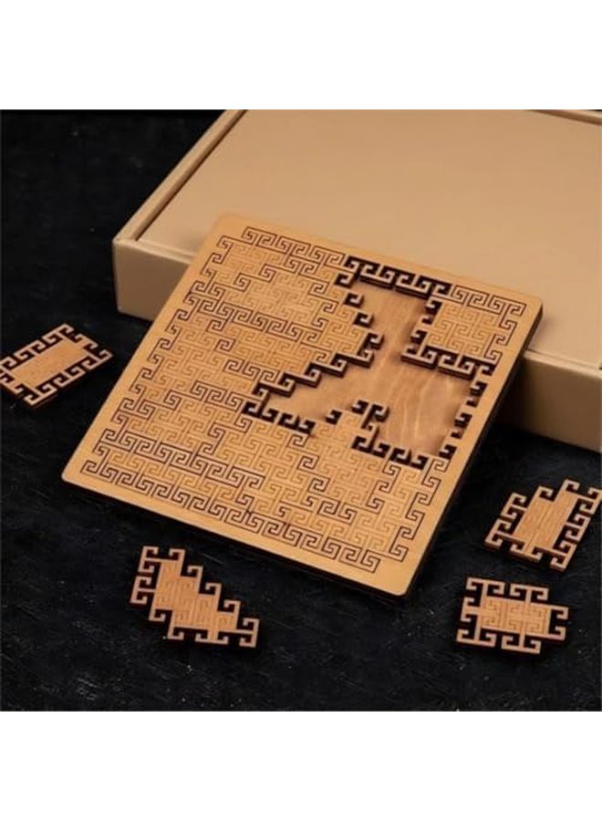 Hilbert Curve Wooden Jigsaw Puzzle Mind Bending Irregular Labyrinth For Adults Style G - Image 5