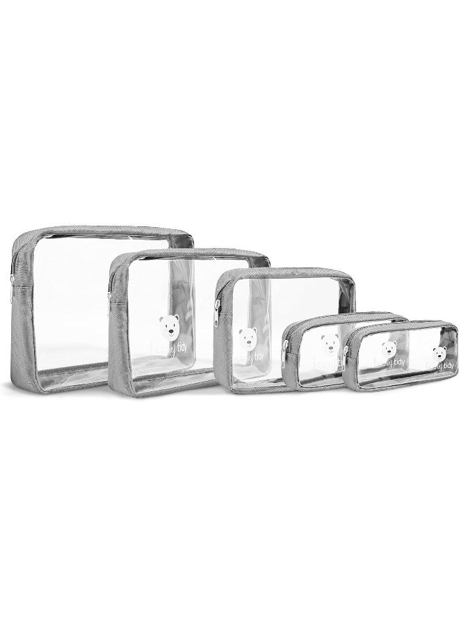 Beary Tidy 5 Piece Diaper Bag Organizer Pouch Set, Clear with Zippers and Nestable - Image 3