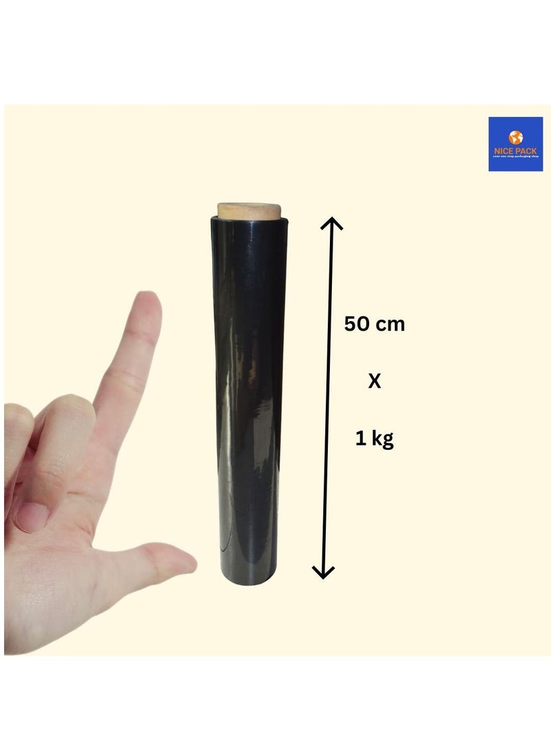 Black Stretch Film Cling Film with Tension Control Handle, Industrial Strength, Durable, Extra Thick, Heavy Duty Shrink Film - Size 50cmx1kg - pzsku/Z25A0E07258B2AB902AC0Z/45/_/1693218429/3e0b6851-5396-476d-a970-d8d40b6f666a