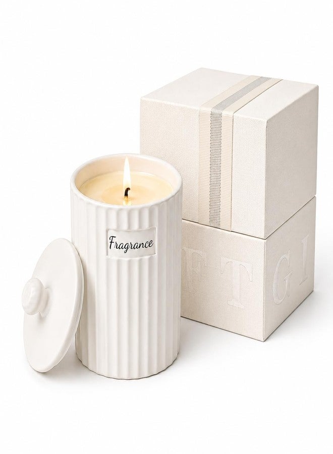 Viyffo Apple Cinnamon Holiday Scented Candle for Women & Men, Non Toxic Soy Candle in Matte White Ceramic Jar with Gift Box Perfect for Winter Gift & Home Decor - Image 1