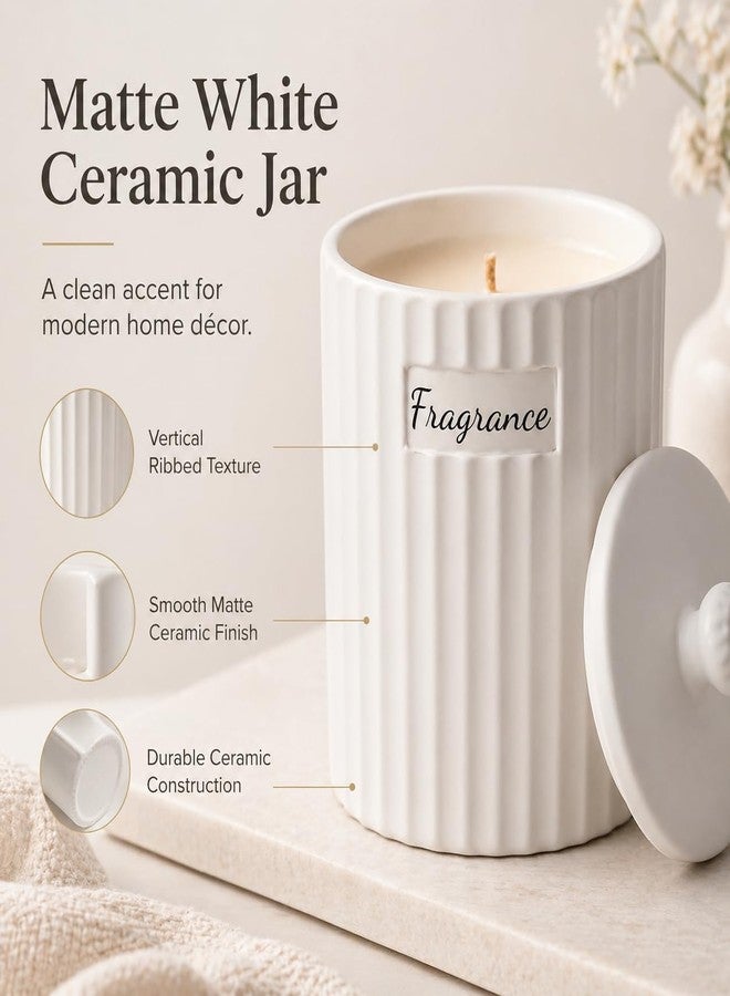 Viyffo Apple Cinnamon Holiday Scented Candle for Women & Men, Non Toxic Soy Candle in Matte White Ceramic Jar with Gift Box Perfect for Winter Gift & Home Decor - Image 4