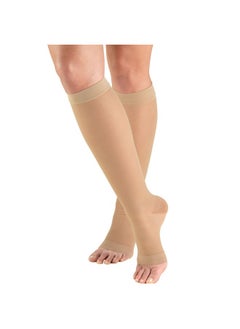 Truform Sheer Compression Stockings, 15-20 mmHg, Women's Knee High Length, Open Toe, 20 Denier, Medium (1 Pair)  - Image 1