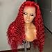 JYZ Red Human Hair Lace Front Wig 180% Density 26 Inch Modern Style Glueless Lace Front Pre-Plucked Curly Wig for Women - Image 3