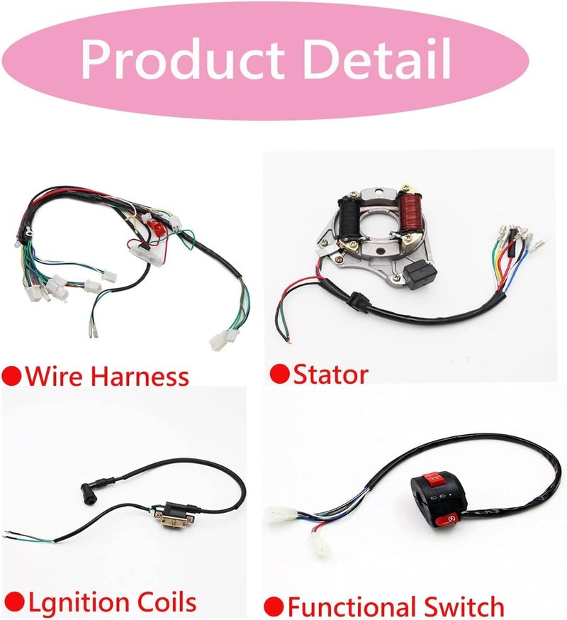 PRO BAT حزمة الأسلاك الكهربائية الكاملة PRO BAT CDI لفائف المغناطيس والمولد لـ 50cc 70cc 90cc 110cc 125cc ATV دراجة رباعية - Image 5