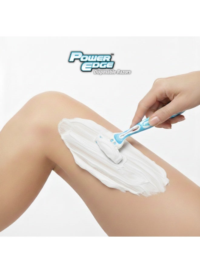 Power Edge Lady Silk Moisturizing Disposable Razor, 3 Blade System with Swivel Head, 4 Pack - Image 5